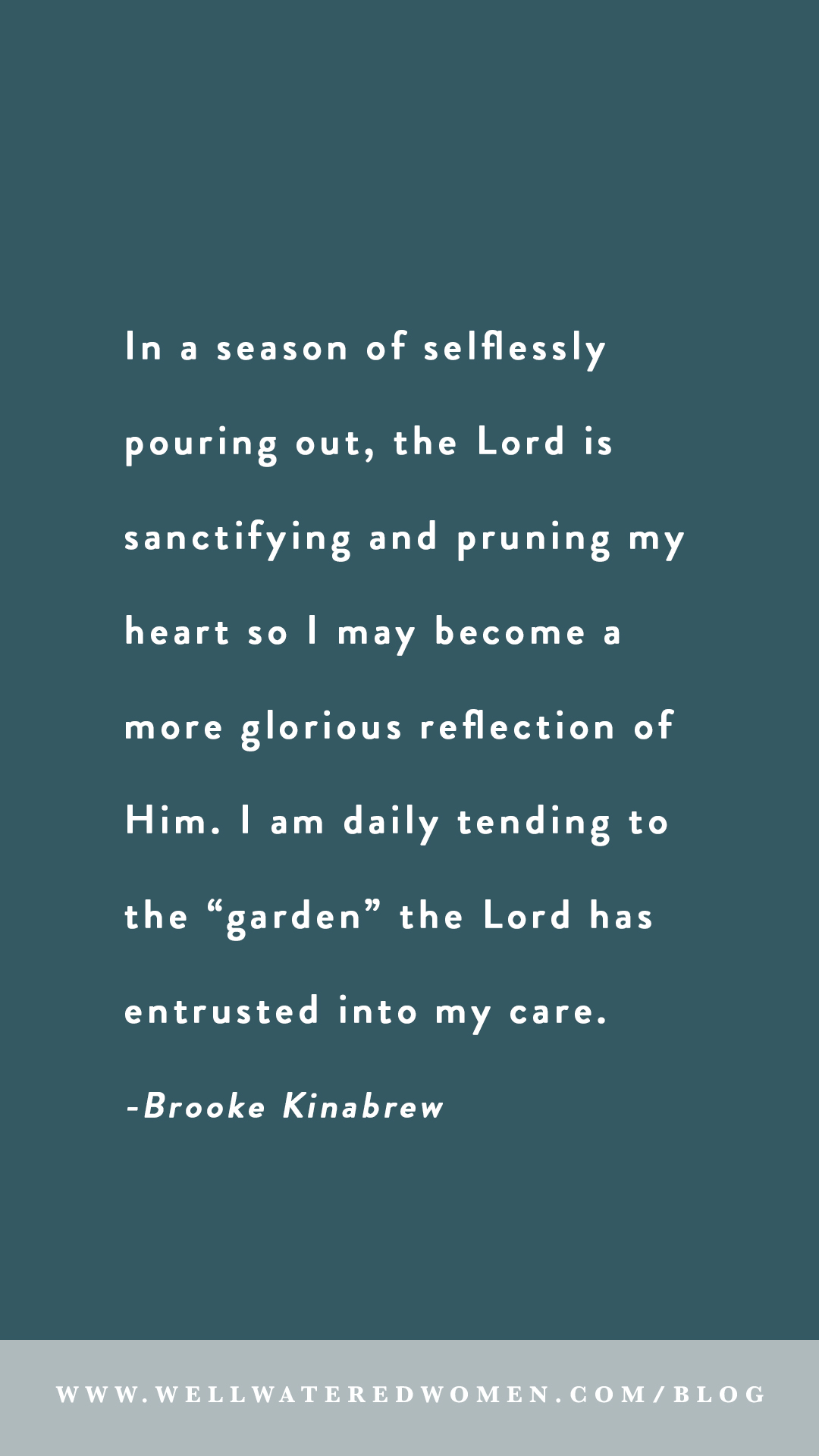 In a season of selflessly pouring out, the Lord is sanctifying and pruning my heart so I may become a more glorious reflection of Him. I am daily tending to the “garden” the Lord has entrusted into my care. Nurturing my tender shoots: my two boys.