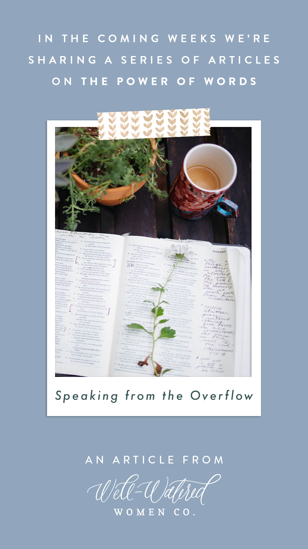 Power of Words - Speaking from the Overflow - An Article by Well-Watered Women