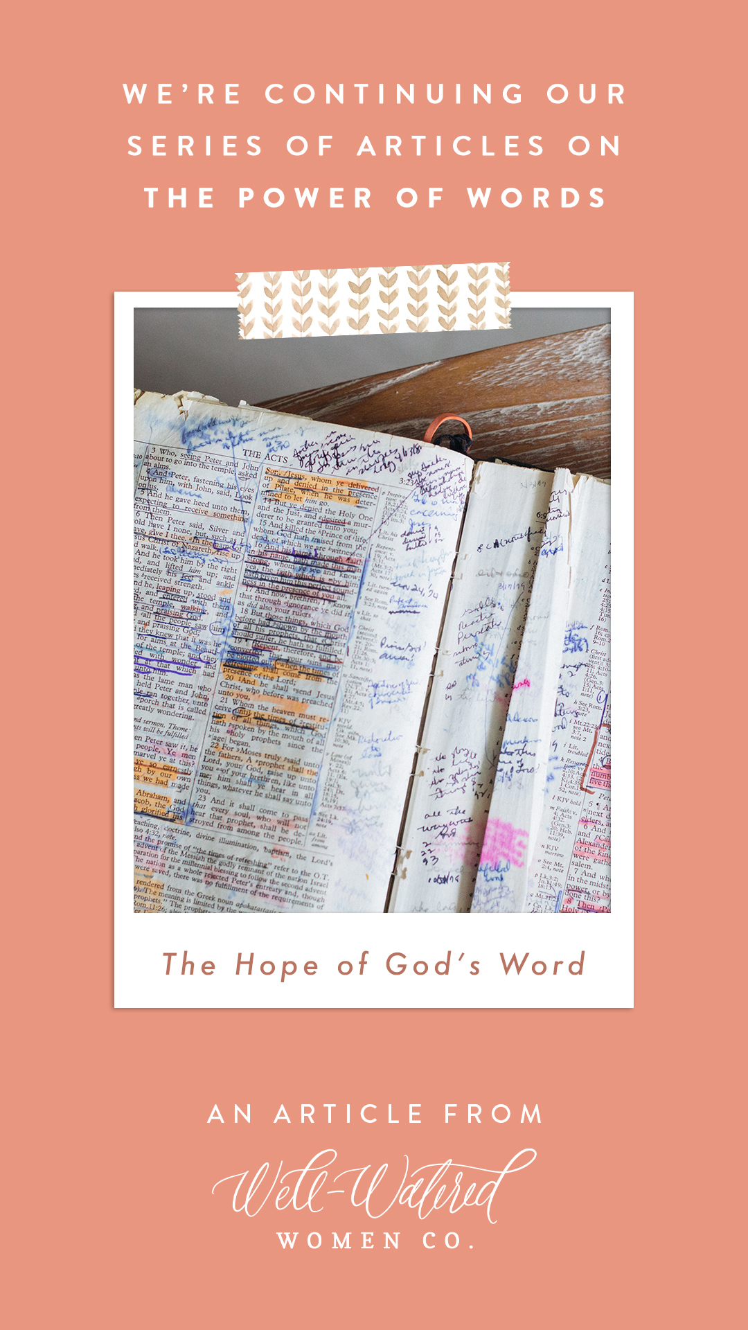 Power of Words - The Hope of God's Word - An Article by Well-Watered Women