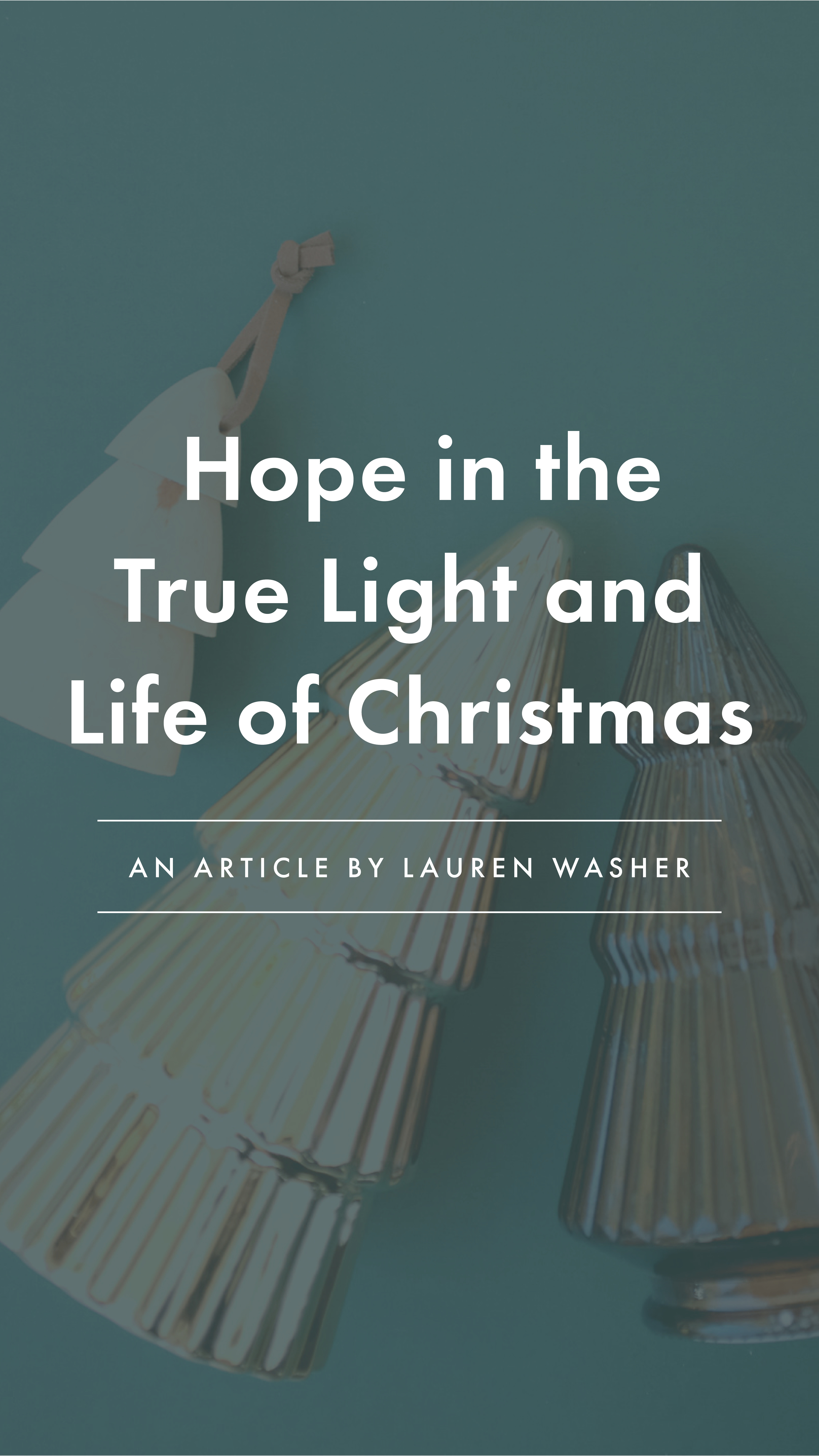 Hope in the True Light and Life of Christmas - an article from Well-Watered Women - story