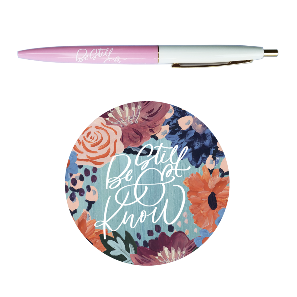 Be Still & Know Floral Sticker to put on laptop, phone, or water bottle.